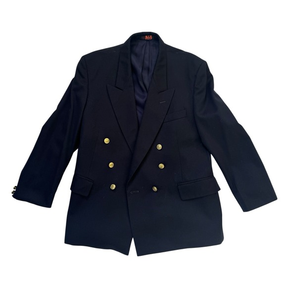 Ottimo Roma‎ Italian Wool Navy Blazer Size 42 Quiet Luxury Preppy Professional